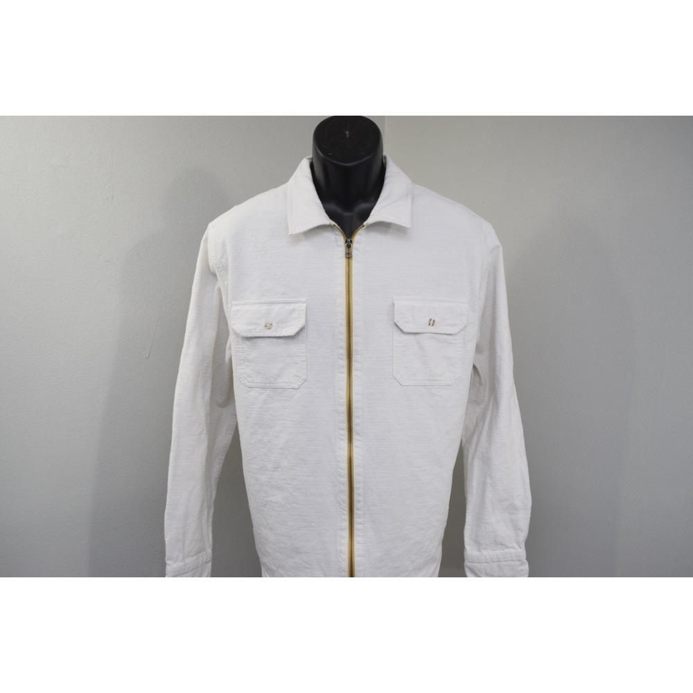 Carbon 2 Cobalt Full Zip Jacket Off White Long Sleeve W/ Pockets Mens Size Large